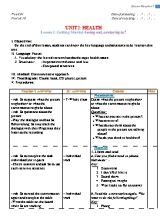 Giáo án Tiếng Anh Lớp 7 (Thí điểm) - Unit 2 Health